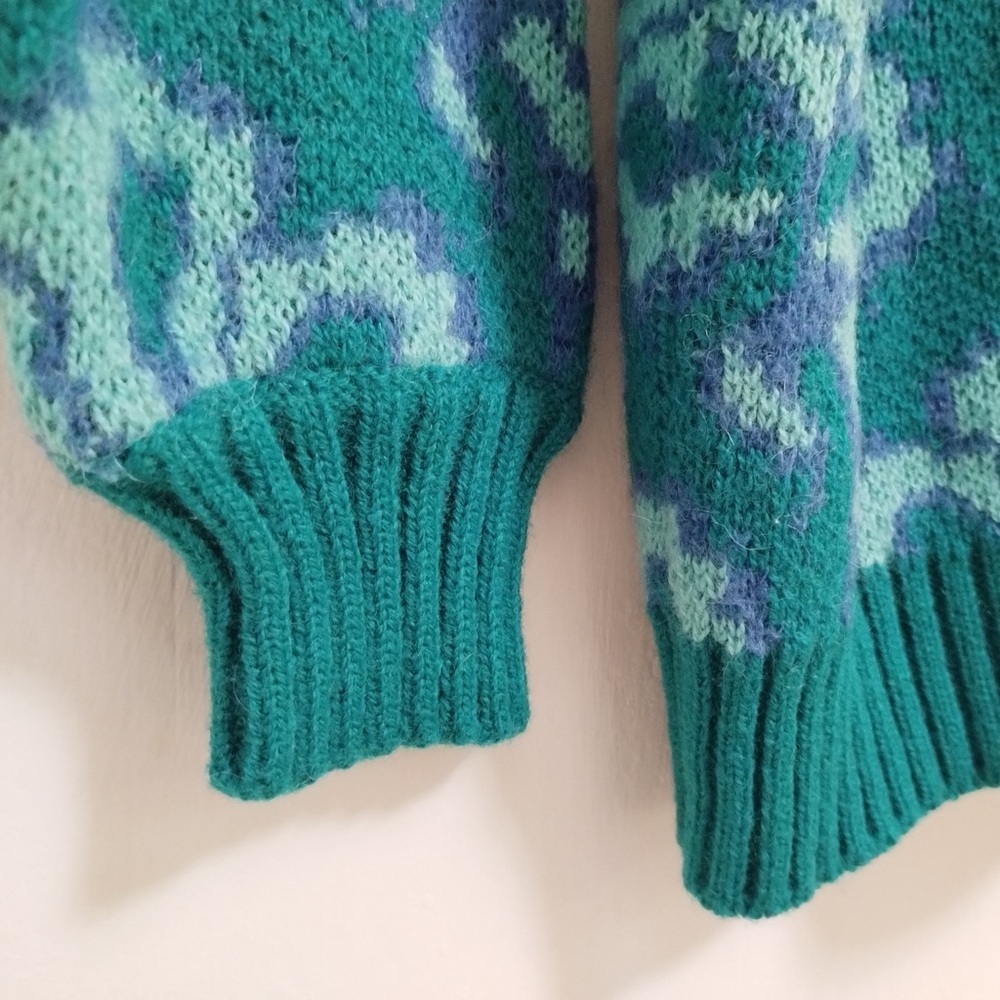 Vintage Isabella Cardigan Medium Blue Green Blend Floral Italy Granny Cottage - Picture 5 of 12